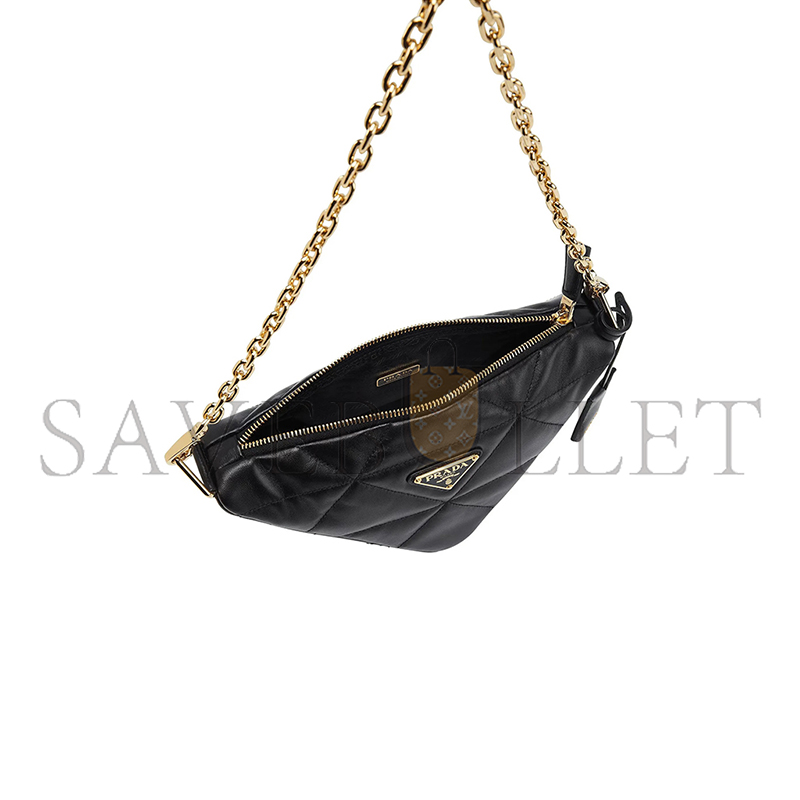 Pra*a metal triangle logo zip closure soft lambskin shoulder bag 1bc190 (26*15*11cm)
